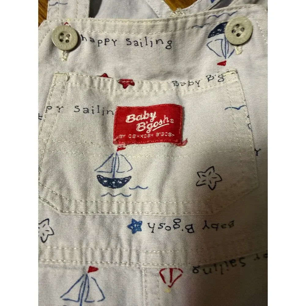 Vintage Oshkosh B'gosh Baby B'Gosh Happy Sailing Overalls 12mo